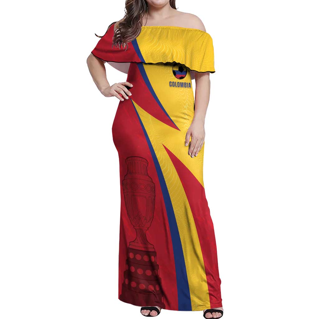 Custom Colombia 2024 Football Off Shoulder Maxi Dress Go Champions Los Cafeteros LT05 - Wonder Print Shop