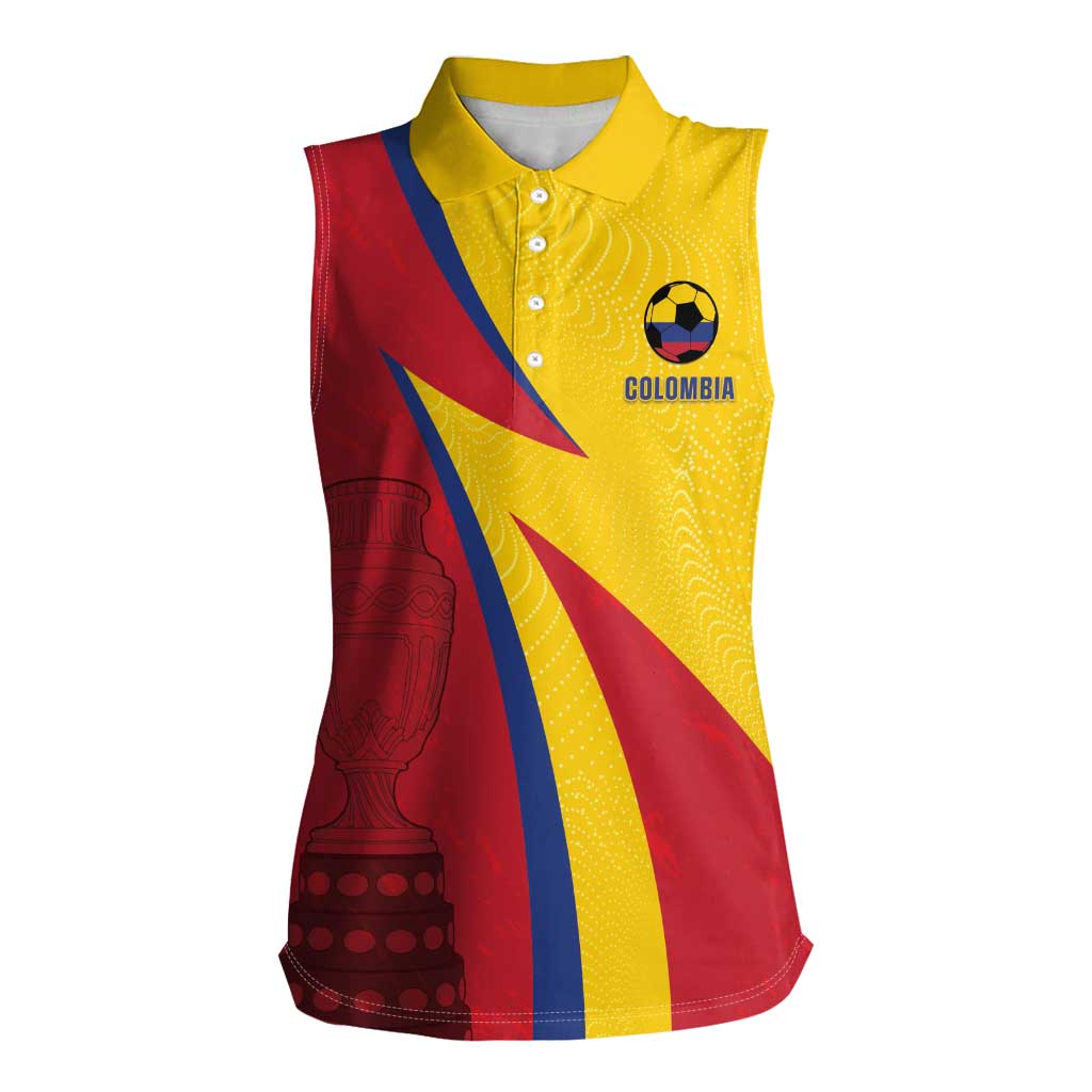 Custom Colombia 2024 Football Women Sleeveless Polo Shirt Go Champions Los Cafeteros LT05 - Wonder Print Shop