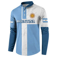 Argentina striped button sweatshirt with henley collar and sun emblem, long sleeves