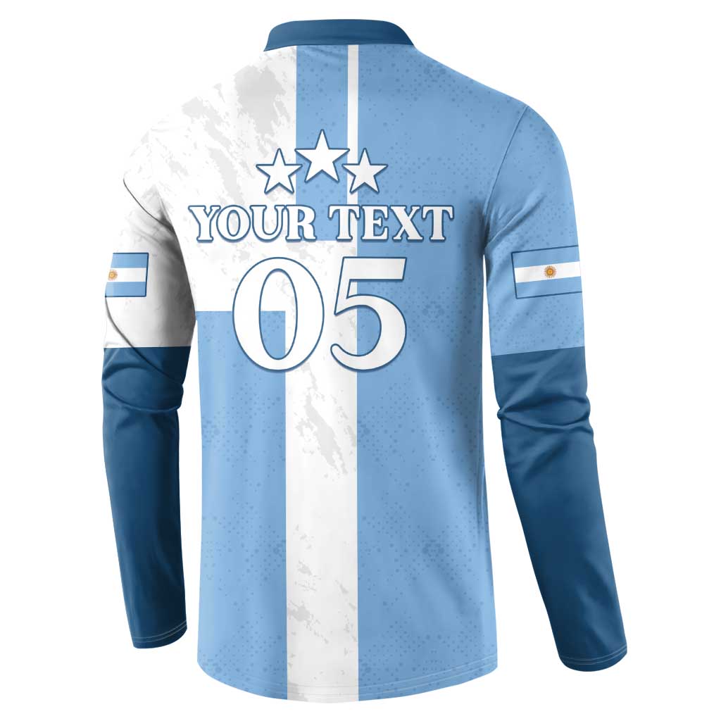 Back view: Argentina football sweatshirt with stars, YOUR TEXT 05, striped pattern