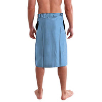 Blue sports lavalava skirt with pleated back and side panel details