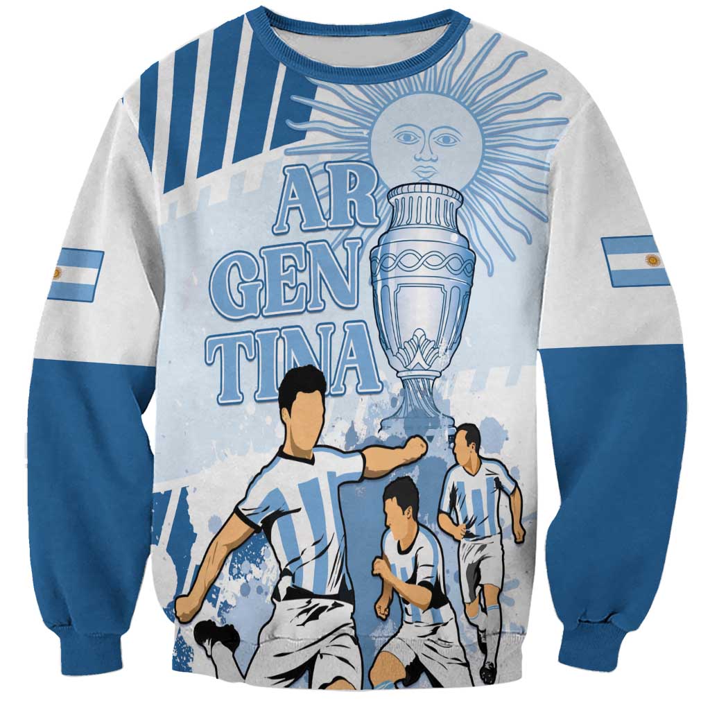 Unisex football sweatshirt in light gray with blue crewneck and full front graphic