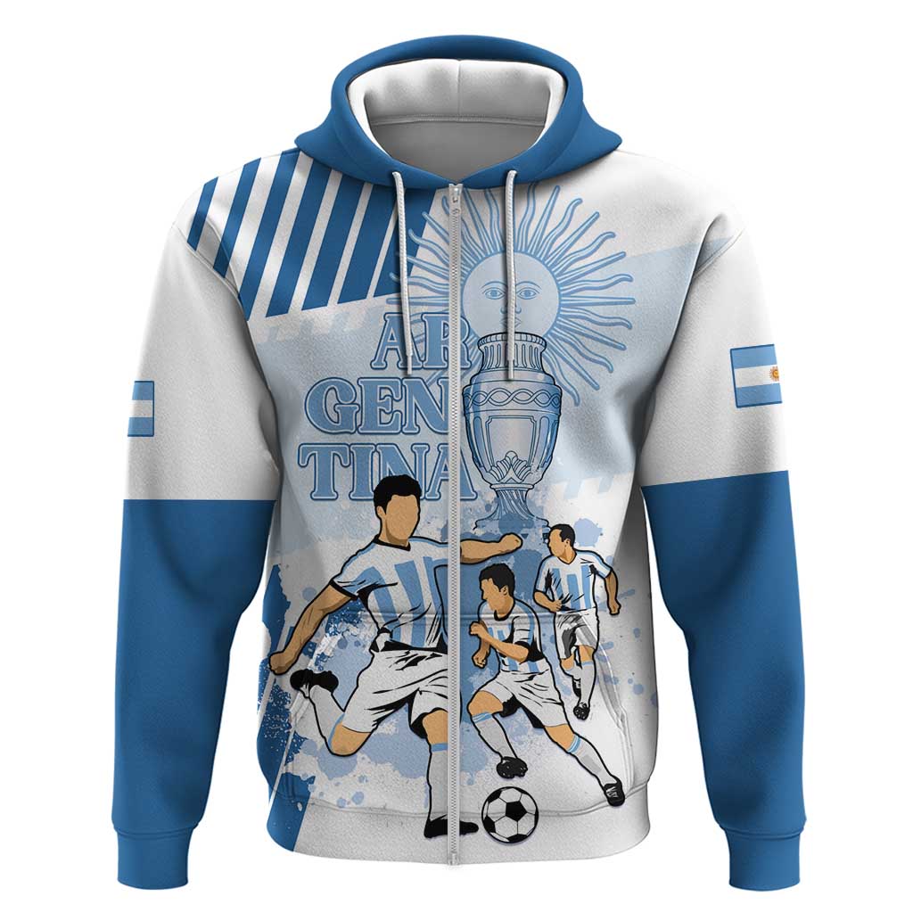 Custom Argentina 2024 Football Zip Hoodie Go Champions La Albiceleste LT05 - Wonder Print Shop