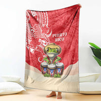 Puerto Rico Blanket Coqui Frog With Polynesian Pattern - Wonder Print Shop