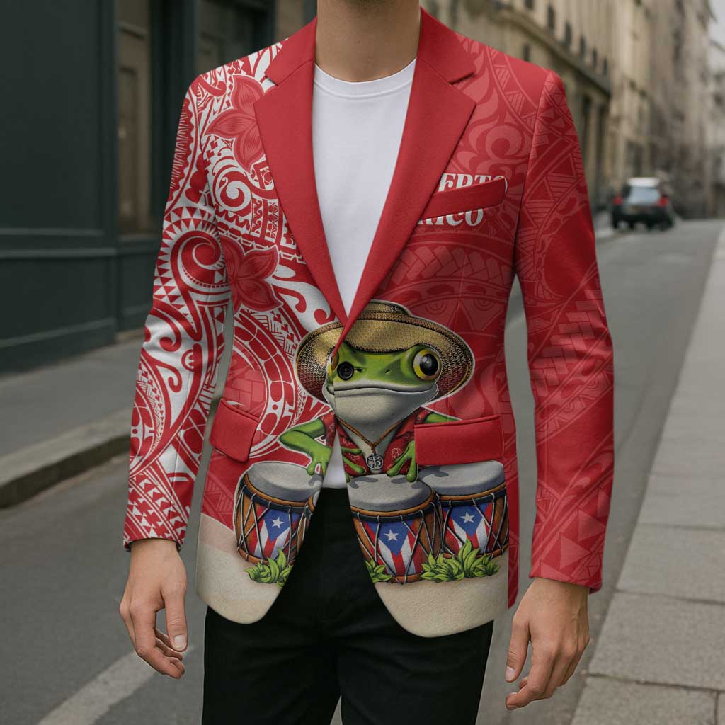 Personalized Puerto Rico Blazer Coqui Frog With Polynesian Pattern - Wonder Print Shop
