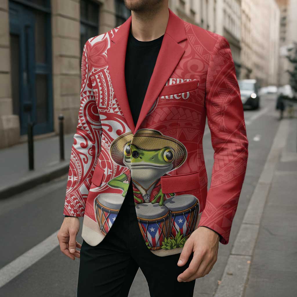 Personalized Puerto Rico Blazer Coqui Frog With Polynesian Pattern - Wonder Print Shop