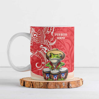 Personalized Puerto Rico Ceramic Mug Coqui Frog With Polynesian Pattern LT05 - 11oz / Red