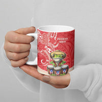 Personalized Puerto Rico Ceramic Mug Coqui Frog With Polynesian Pattern - Wonder Print Shop