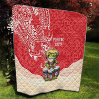 Puerto Rico Quilt Coqui Frog With Polynesian Pattern - Wonder Print Shop