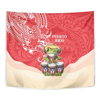 Puerto Rico Tapestry Coqui Frog With Polynesian Pattern - Wonder Print Shop