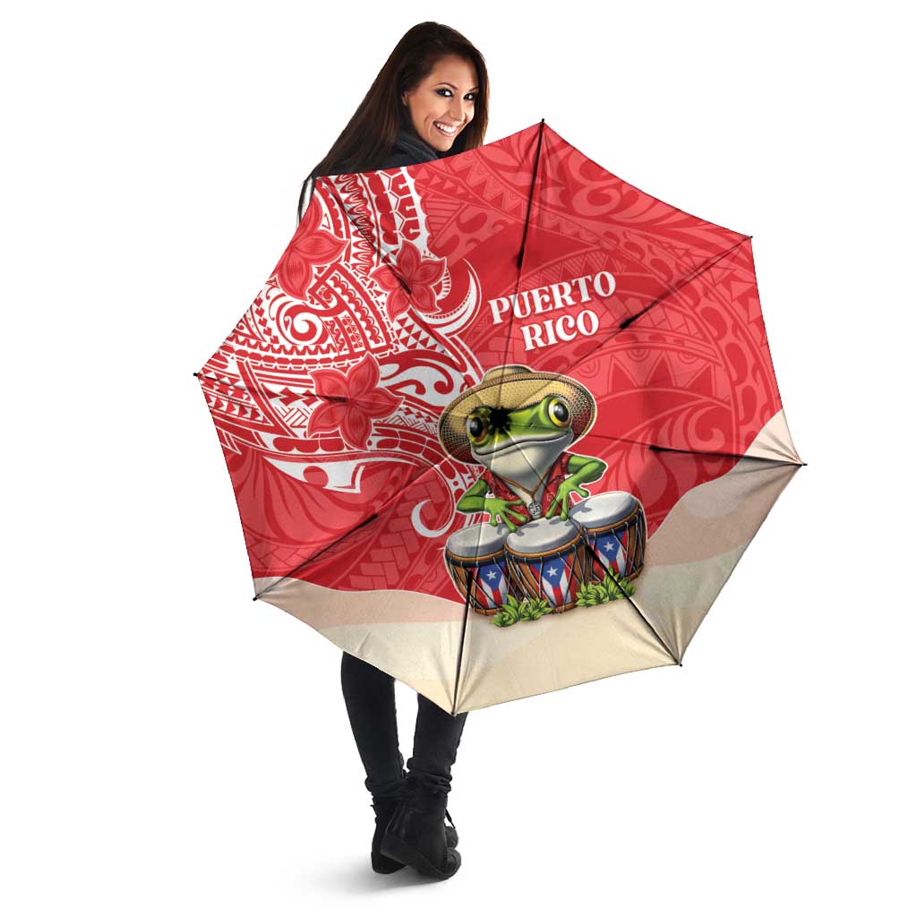 Puerto Rico Umbrella Coqui Frog With Polynesian Pattern - Wonder Print Shop