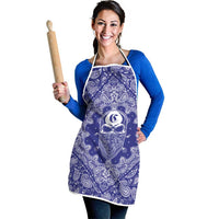 Blue Paisley Apron Skull Gangster - Wonder Print Shop