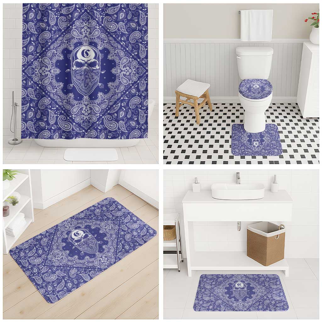 Blue Paisley Bathroom Set Skull Gangster - Wonder Print Shop