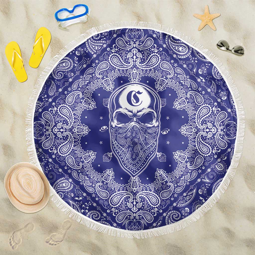 Blue Paisley Beach Blanket Skull Gangster - Wonder Print Shop