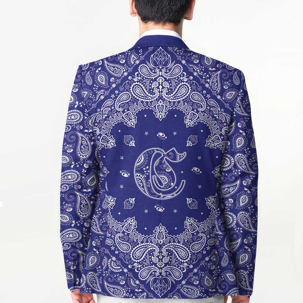 Blue Paisley Blazer Skull Gangster - Wonder Print Shop