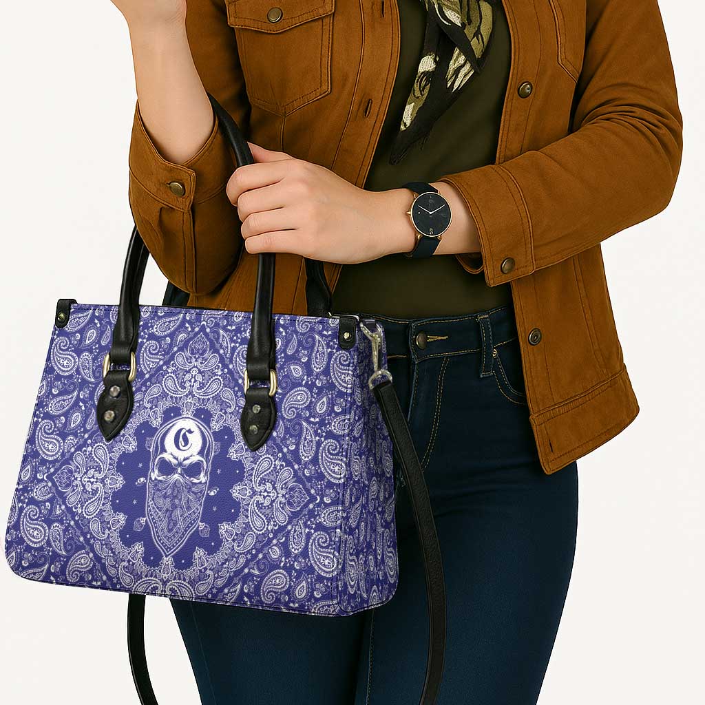 Blue Paisley Leather Bag Skull Gangster - Wonder Print Shop