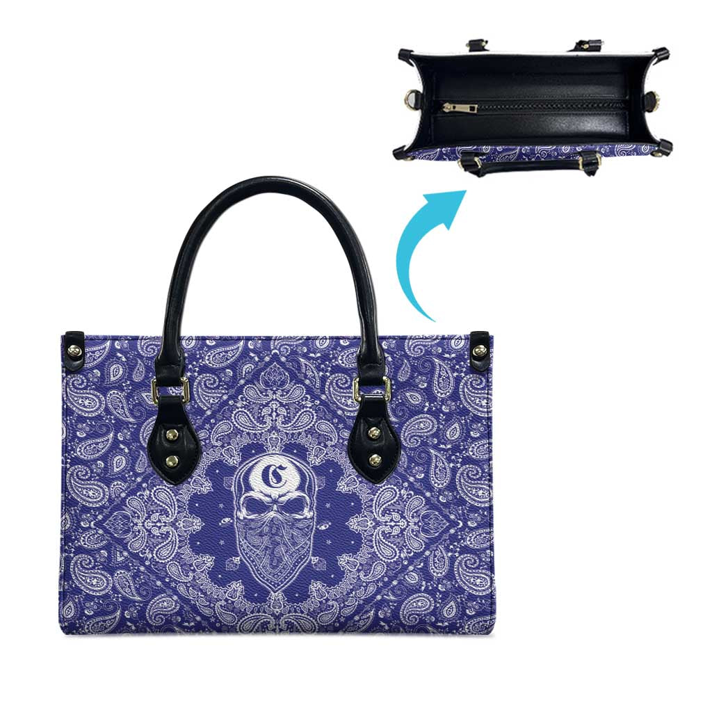 Blue Paisley Leather Bag Skull Gangster - Wonder Print Shop