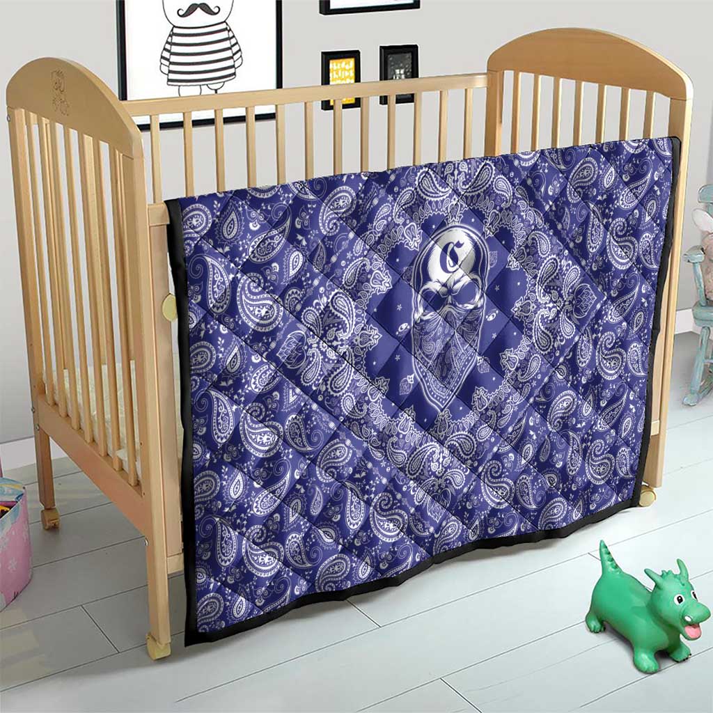 Blue Paisley Quilt Skull Gangster - Wonder Print Shop