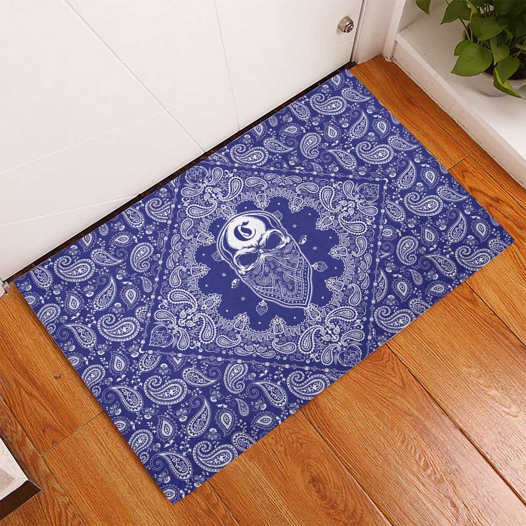 Blue Paisley Rubber Doormat Skull Gangster - Wonder Print Shop