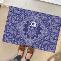 Blue Paisley Rubber Doormat Skull Gangster - Wonder Print Shop