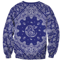 Blue Paisley Sweatshirt Skull Gangster - Wonder Print Shop