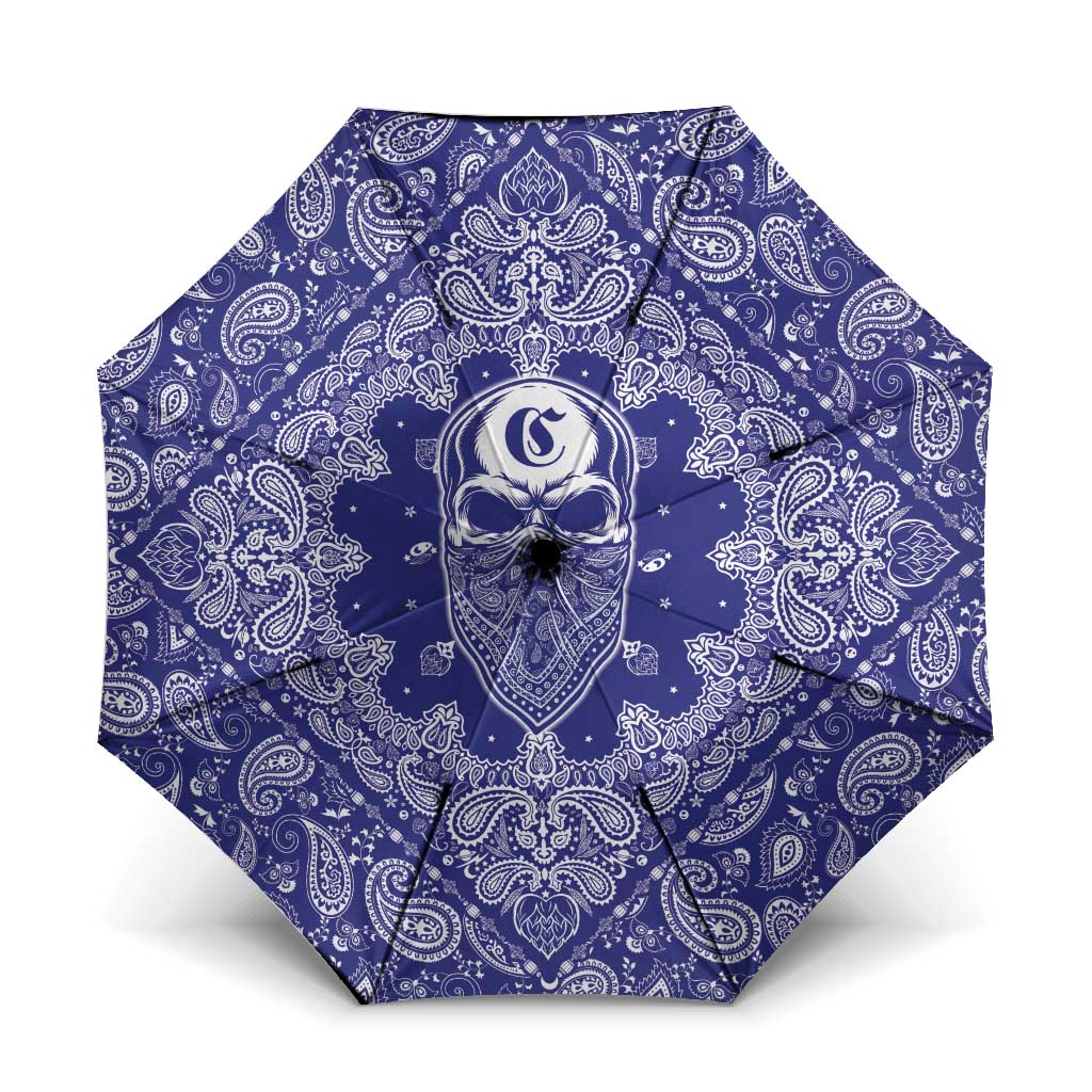 Blue Paisley Umbrella Skull Gangster - Wonder Print Shop