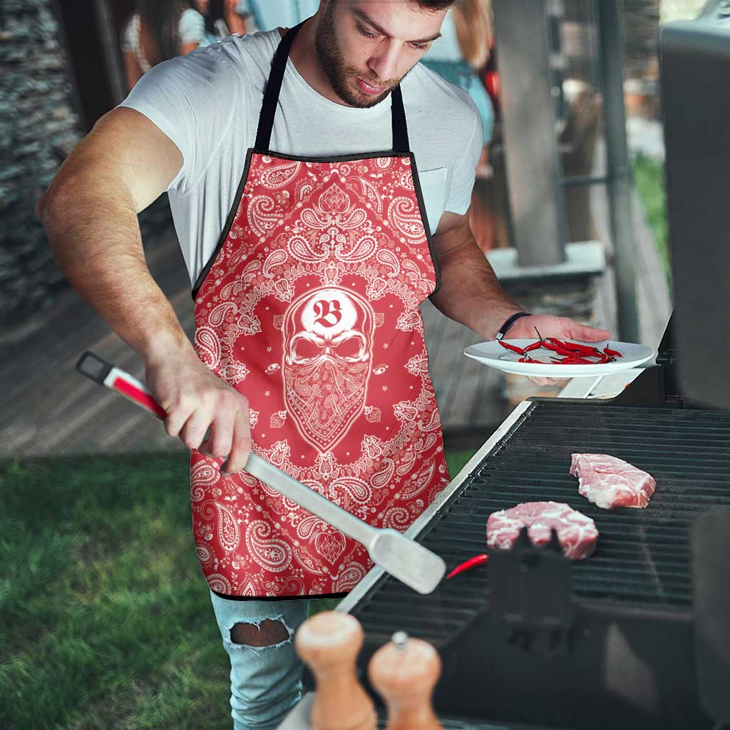 Red Paisley Apron Skull Gangster - Wonder Print Shop