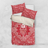 Red Paisley Bedding Set Skull Gangster - Wonder Print Shop
