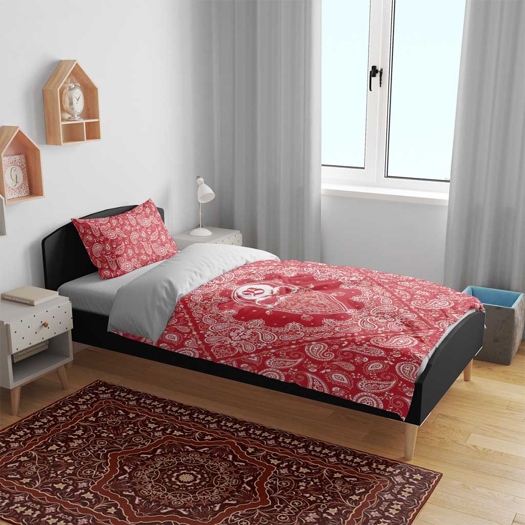 Red Paisley Bedding Set Skull Gangster - Wonder Print Shop