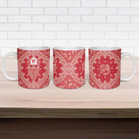 Red Paisley Ceramic Mug Skull Gangster - Wonder Print Shop