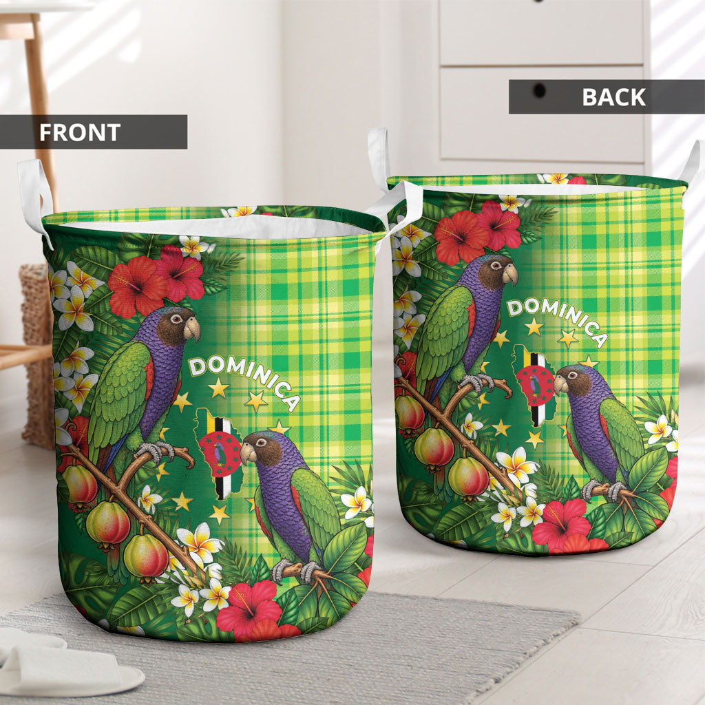 Dominica Independence Day Laundry Basket Sisserou Parrot Madras Pattern