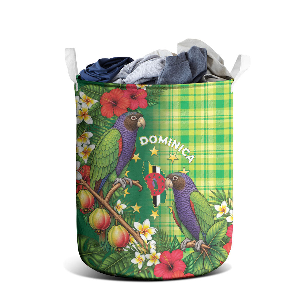 Dominica Independence Day Laundry Basket Sisserou Parrot Madras Pattern