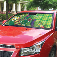 Dominica Independence Day Auto Sun Shade Sisserou Parrot Madras Pattern