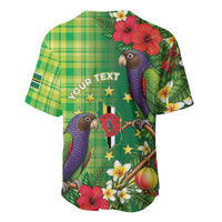 Personalized Dominica Independence Day Baseball Jersey Sisserou Parrot Madras Pattern