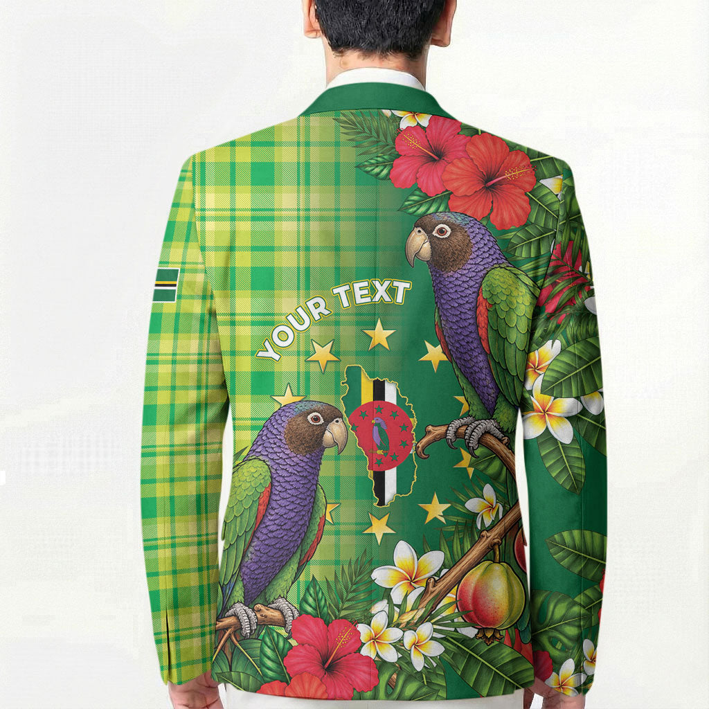 Personalized Dominica Independence Day Blazer Sisserou Parrot Madras Pattern