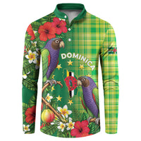 Personalized Dominica Independence Day Button Sweatshirt Sisserou Parrot Madras Pattern