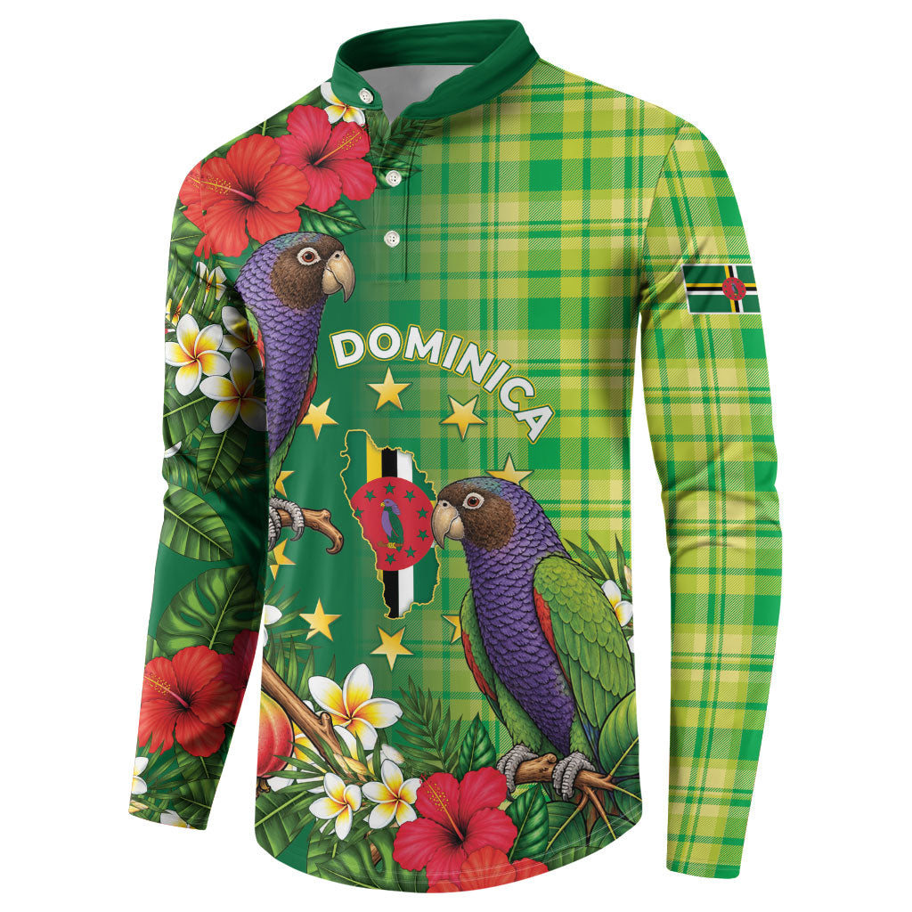 Personalized Dominica Independence Day Button Sweatshirt Sisserou Parrot Madras Pattern