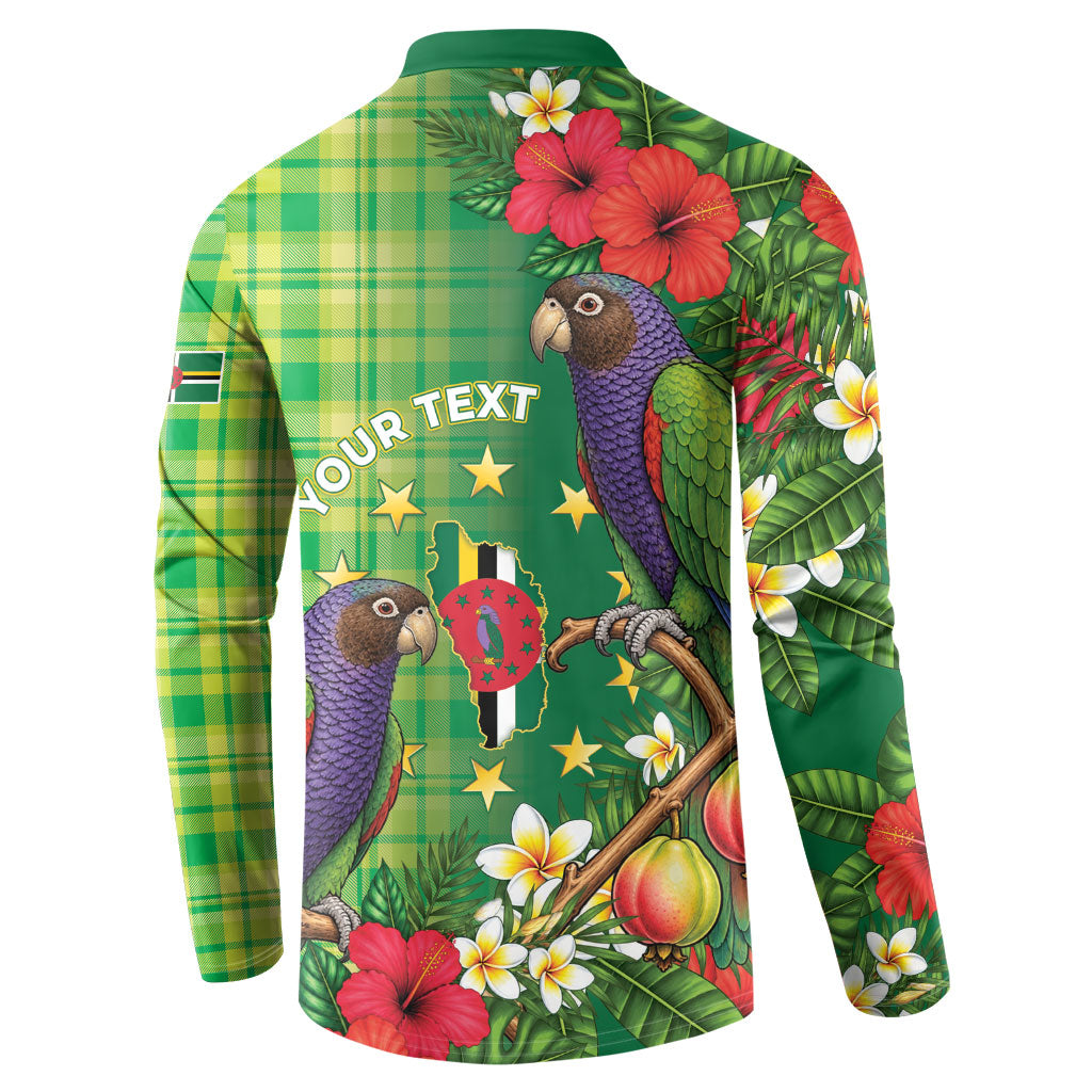 Personalized Dominica Independence Day Button Sweatshirt Sisserou Parrot Madras Pattern