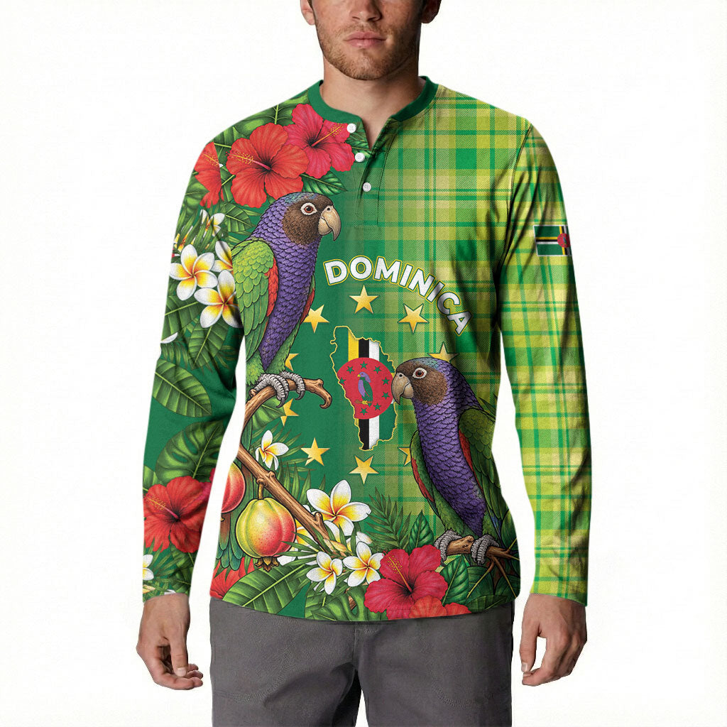 Personalized Dominica Independence Day Button Sweatshirt Sisserou Parrot Madras Pattern