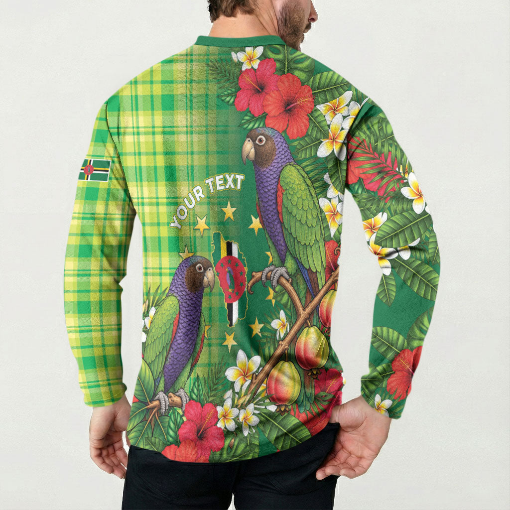 Personalized Dominica Independence Day Button Sweatshirt Sisserou Parrot Madras Pattern