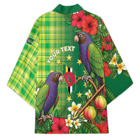 Personalized Dominica Independence Day Kimono Sisserou Parrot Madras Pattern