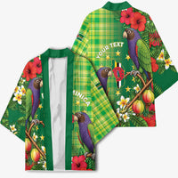 Personalized Dominica Independence Day Kimono Sisserou Parrot Madras Pattern