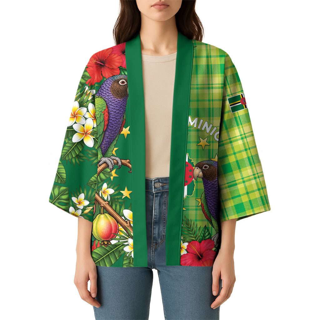 Personalized Dominica Independence Day Kimono Sisserou Parrot Madras Pattern