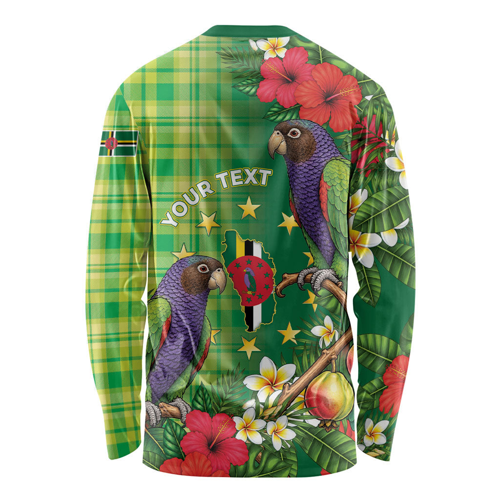 Personalized Dominica Independence Day Long Sleeve Shirt Sisserou Parrot Madras Pattern