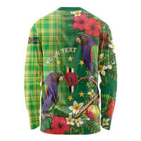 Personalized Dominica Independence Day Long Sleeve Shirt Sisserou Parrot Madras Pattern