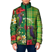 Personalized Dominica Independence Day Padded Jacket Sisserou Parrot Madras Pattern