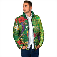 Personalized Dominica Independence Day Padded Jacket Sisserou Parrot Madras Pattern