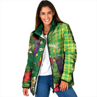 Personalized Dominica Independence Day Padded Jacket Sisserou Parrot Madras Pattern
