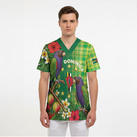 Personalized Dominica Independence Day Scrub Top Sisserou Parrot Madras Pattern