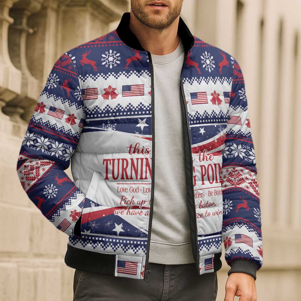 This is The Turning Point Bomber Puffer Jacket Patriotic American - Wonder Print Shop